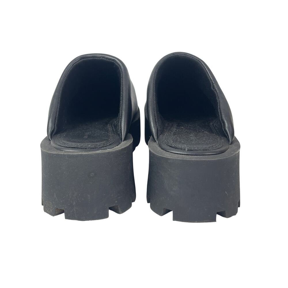 Oak + Fort Women's Black Chunky Platform Lug Sole Square Toe Clog Mules Size 8 - Picture 3 of 6